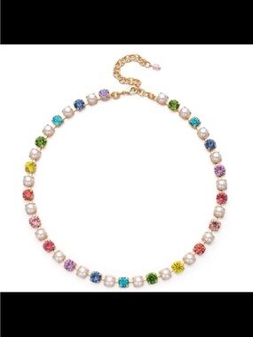 Gold plated pearls and multicolored shaded Swarovski elements necklace #465